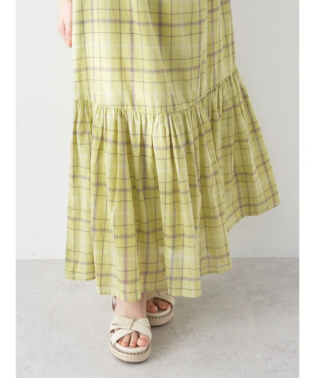 earth music&ecology マドラスチェックキャミワンピース Yellow