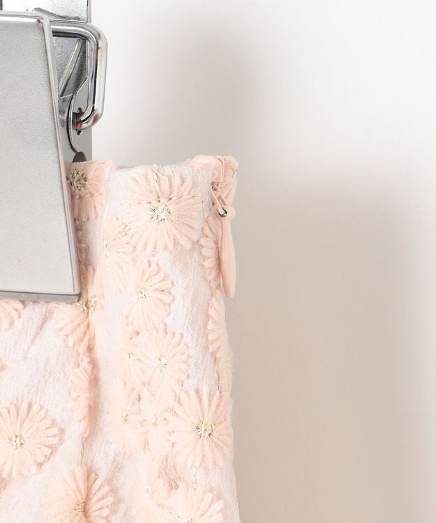 Feroux フラワー刺繍 フレアスカート ピンク系