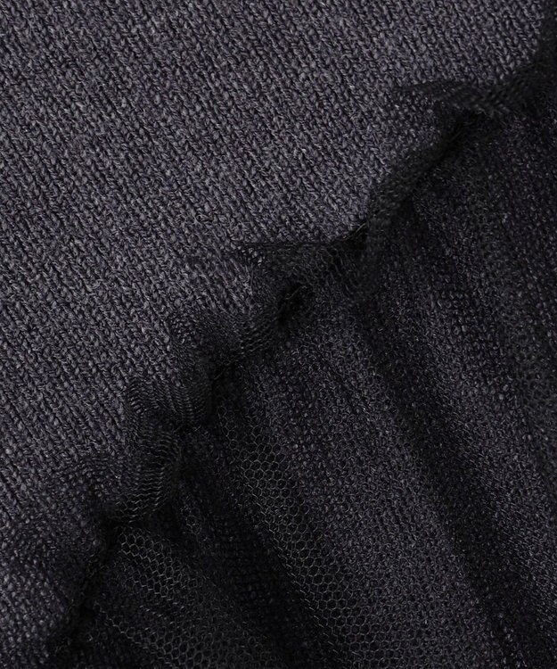 Feroux 【洗える】チュールコンビ プルオーバーニット ブラック系