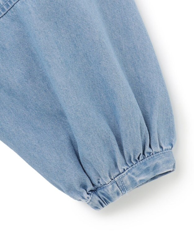 23区 S 【洗える】23区DENIM ライトダンガリー スキッパー ブラウス スカイブルー