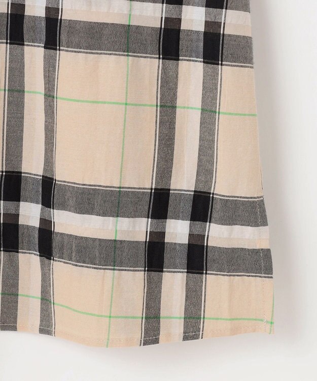 自由区 【洗える】シアーブライトチェック ブラウス ベージュ