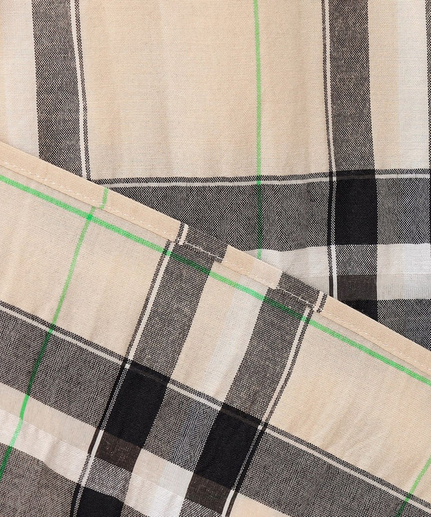 自由区 【洗える】シアーブライトチェック ブラウス ベージュ