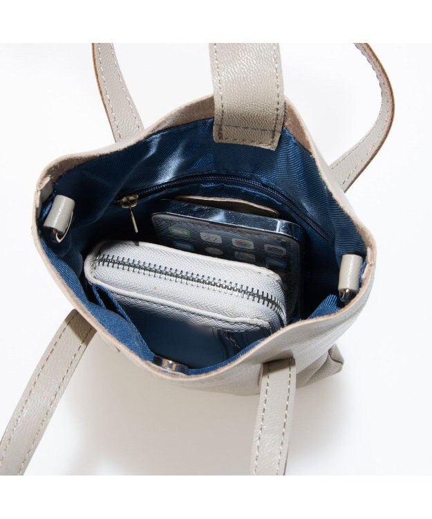 UNBILLION ペルケ perche / ゴートスムース2wayミニショルダー ライトグレー