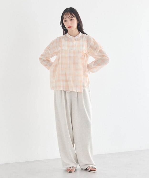 earth music&ecology 【予約】【綿100％】SET2点エプロンライクビスチェ＋シャツ オレンジ