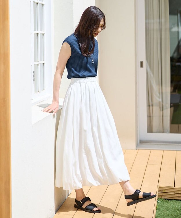 ANY L 【洗濯機可/接触冷感/UVカット】汗ジミ防止テレコノースリーブプルオーバー ダークブルー