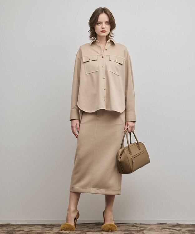 GRACE CONTINENTAL ジャージビッグシャツ ベージュ