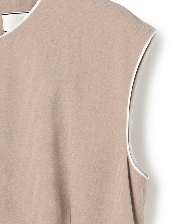BEIGE， 【セットアップ対応】CINDY / 配色ライン クルーネックドレス Taupe x White