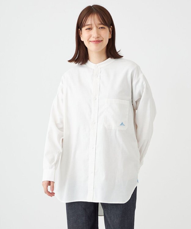 SHARE PARK LADIES 【UVカット・撥水・ストレッチ】イージーデニムノーカラーシャツ アイボリー系