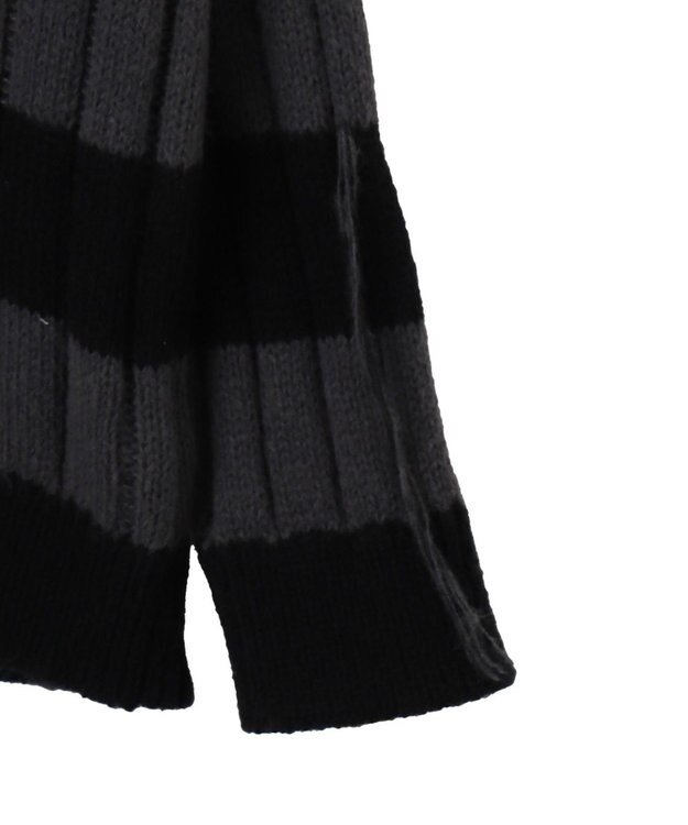 WEGO ボーダーワイドリブダメージニット スミクロ