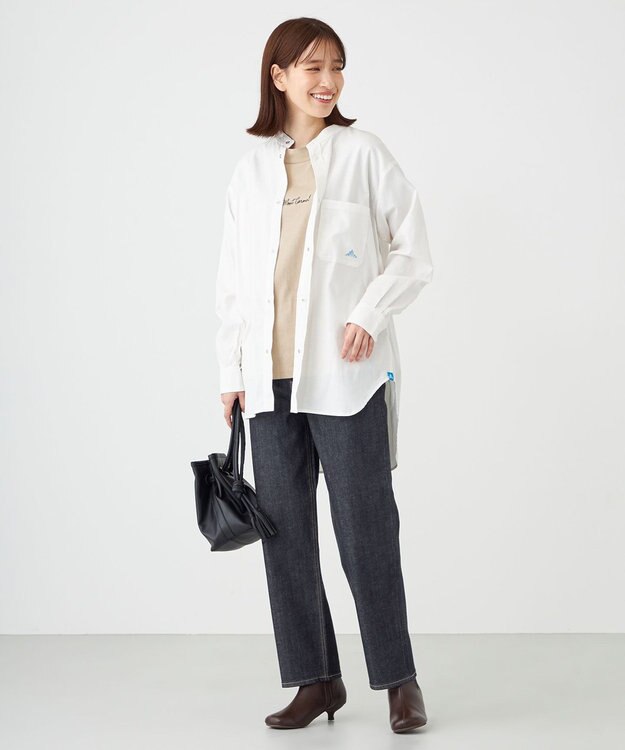 SHARE PARK LADIES 【UVカット・撥水・ストレッチ】イージーデニムノーカラーシャツ アイボリー系