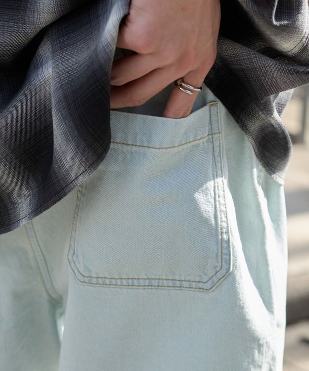 WEGO 【ウエストゴム/SMLサイズ展開】イージーコットンショーツ デニム淡加工色