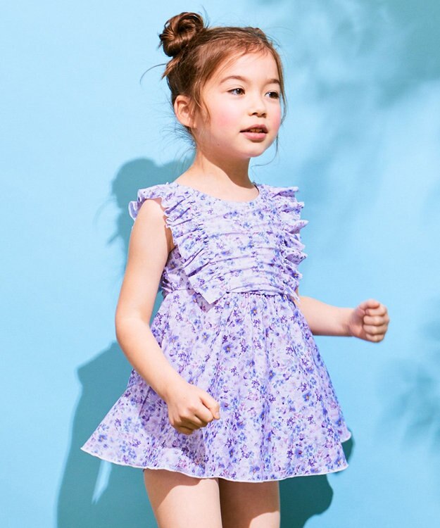 ANY KIDS 花柄 チュニック 水着 ラベンダー系花柄