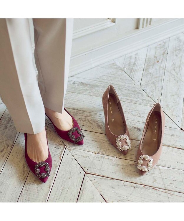 MODE ET JACOMO <MODE ET JACOMO>ビジューバックルパンプス ワインスエード