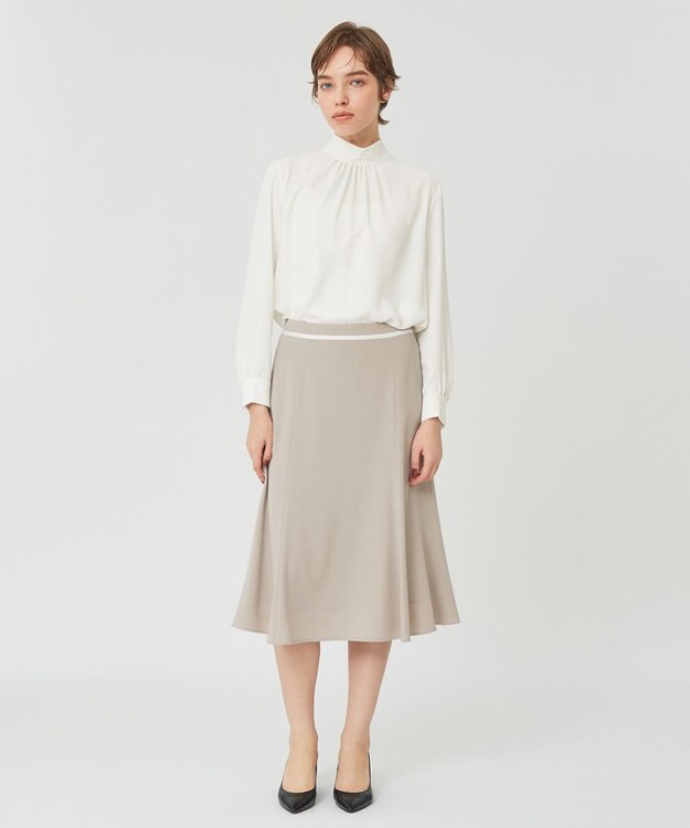 BEIGE， 【L-size】EVA / ハイネックロングスリーブブラウス White