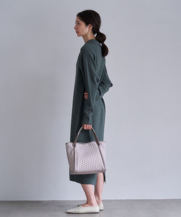 MIYABIYA LAQUOH【撥水加工】篭目柄エンボスボンディングトートS ライトグレー