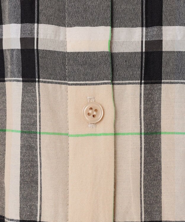 自由区 【洗える】シアーブライトチェック ブラウス ベージュ