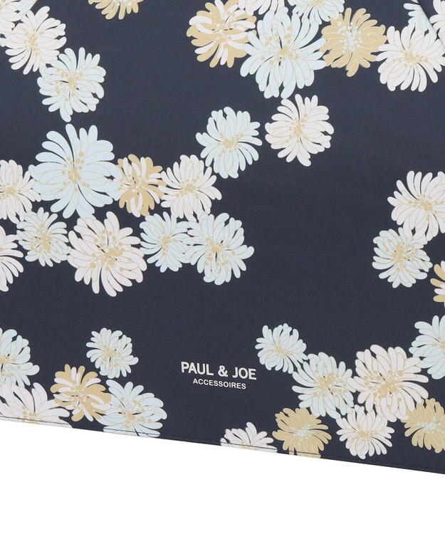 MOONBAT 【軽量】PAUL & JOE 晴雨兼用日傘 折りたたみ傘 総柄クリザンテーム 一級遮光 遮熱 UV ネイビーブルー