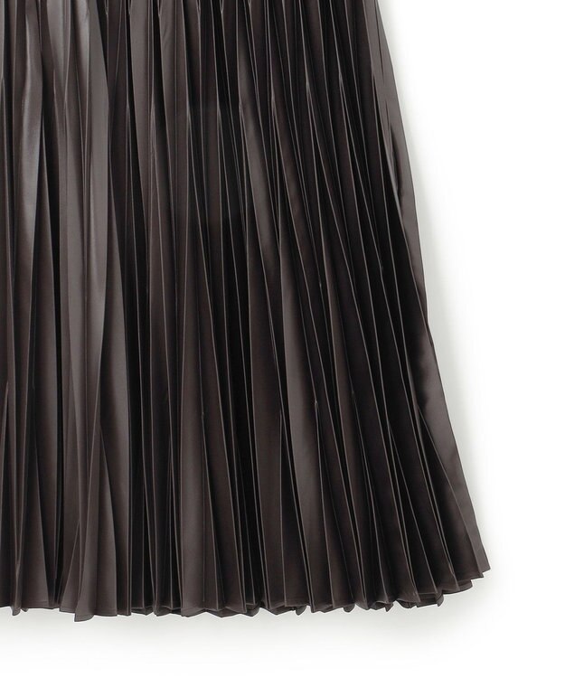 23区 L 【洗える】レザーライクプリーツ スカート ダークブラウン系