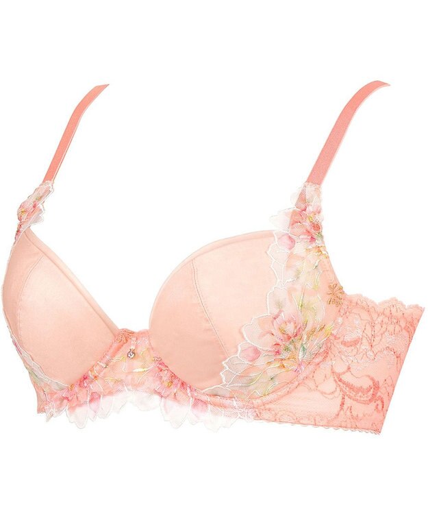 Wing Wing Lesiage　【2820シリーズ】　ブラジャー　脇すっきりの着やせシルエット　背中の段差軽減　ウイング／ワコール　PB2821 オレンジ