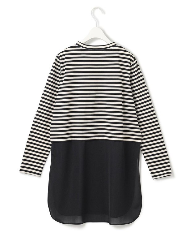 ICB L 【WEB限定・洗える】 シアージャージーコンビ カットソー ブラックボーダー系