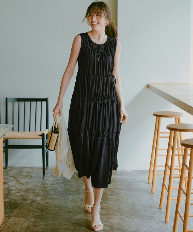 ANY SIS 【WEB・一部店舗限定】ティアード ワンピース ブラック