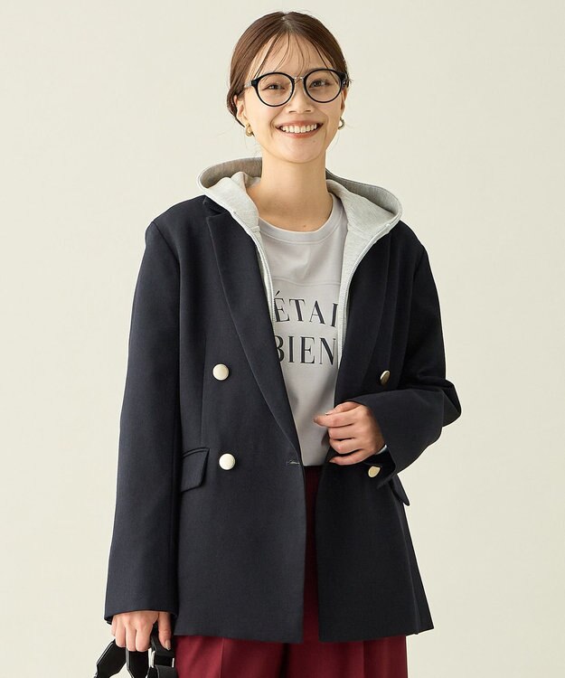 ANY L ウーリッシュＷブレストジャケット ネイビー