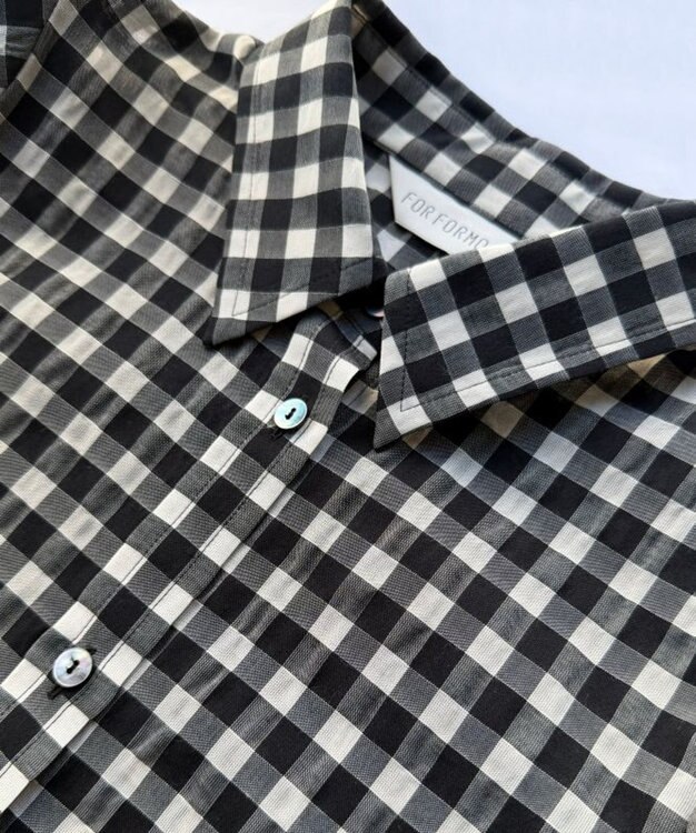 FORFORMO Tuck Puff Sleeve Shirt タックパフスリーブシャツ チェックブラック