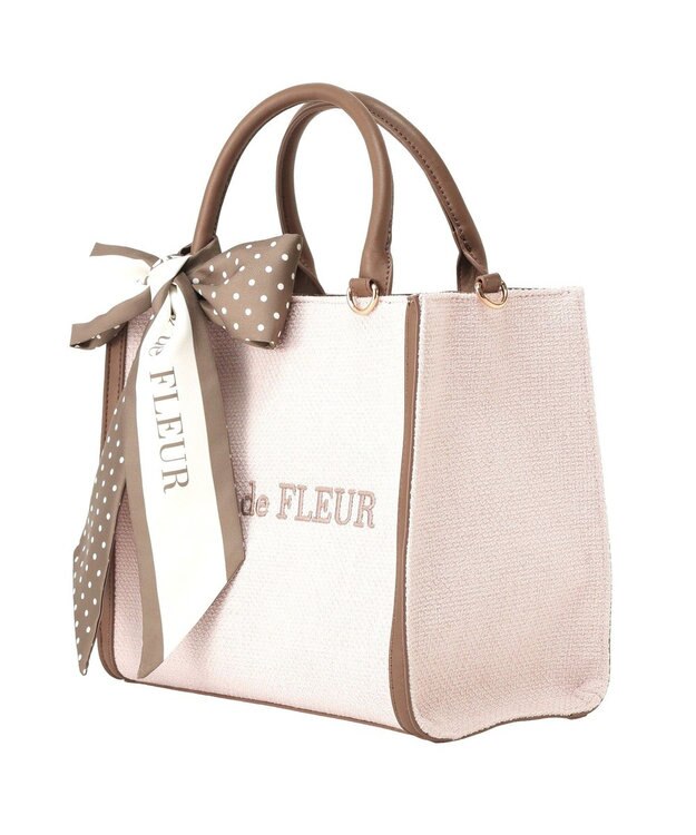 Maison de FLEUR スカーフ付きツイードスクエア２Ｗａｙトート Pink
