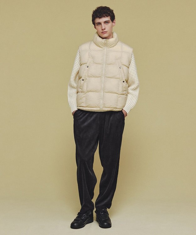 UNFILO MENS 【男女兼用】リラックス コーデュロイ ギャザーパンツ ブラック