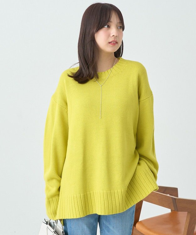 earth music&ecology ウォッシャブルスリットチュニック Yellow