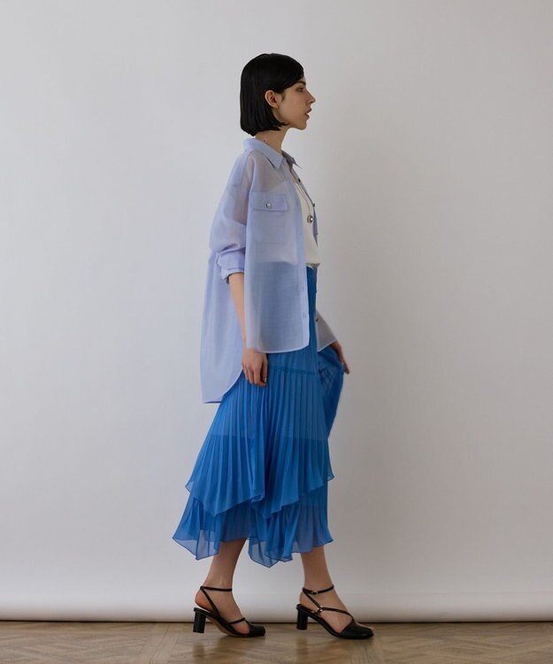 GRACE CONTINENTAL イレギュラープリーツスカート ブルー