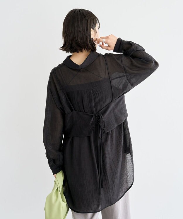 Green Parks ＳＥＴ２点シアーシャツ＋ビスチェ Black