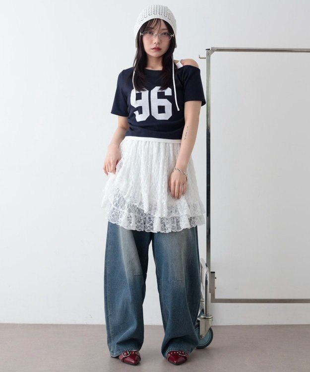 WEGO レースフリルスカート ホワイト