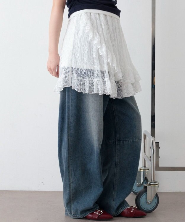 WEGO レースフリルスカート ホワイト