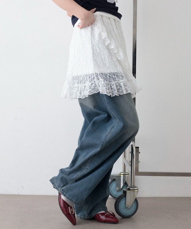 WEGO レースフリルスカート ホワイト