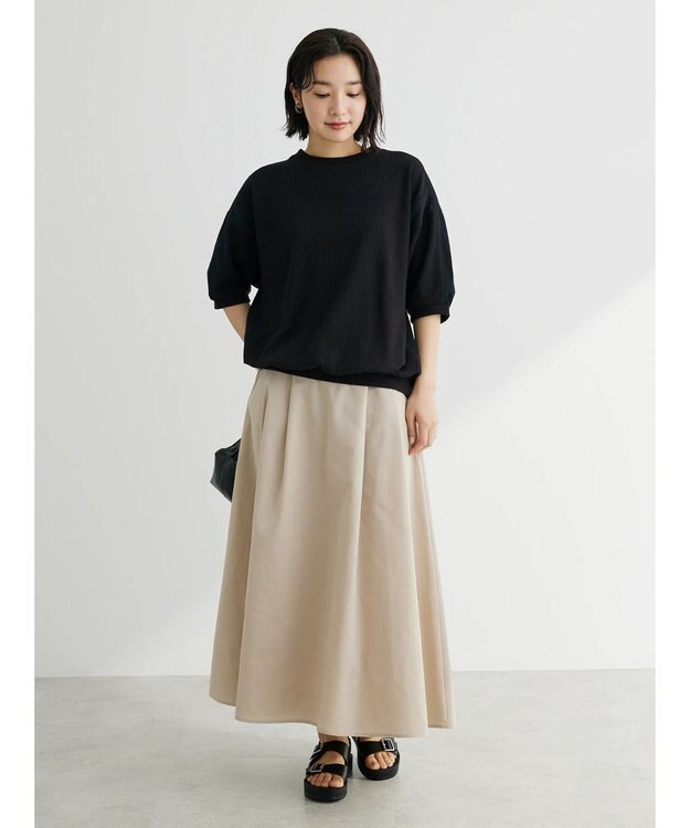 Green Parks ワッフル布帛ドッキングプルオーバー Black