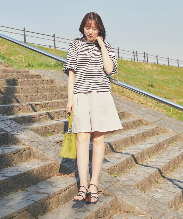 Feroux 【洗える】ベルテッドショート パンツ ベージュ系