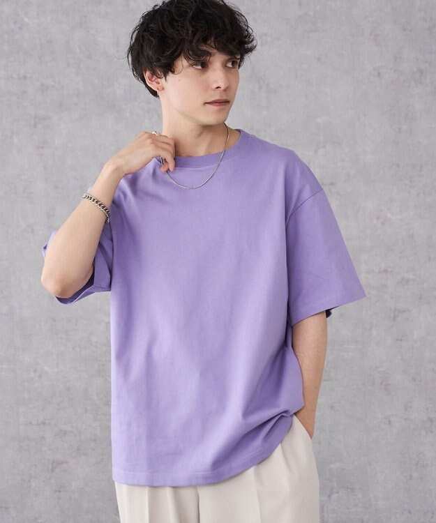 WEGO 【ユニセックス着用アイテム/綿100%/SMLXLサイズ展開】シルキーリッチヘビーコットンT パープル