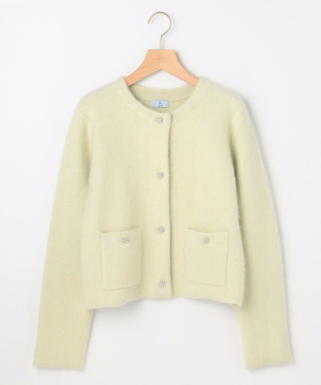 組曲 L 【加藤ローサさん着用】フラッフィーファーニット ジャケット ライムグリーン系