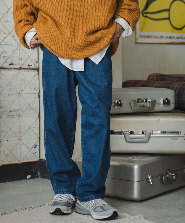 WEGO デニムイージーワイドパンツ デニム中濃色