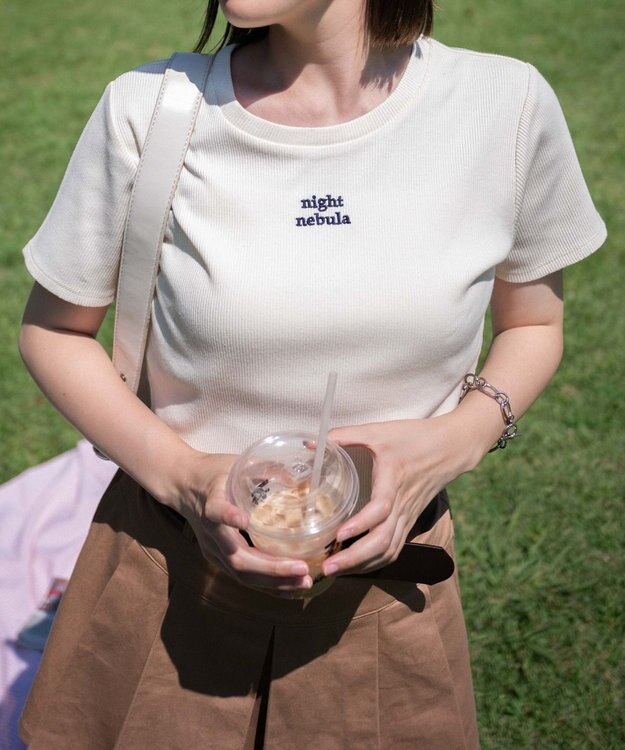 WEGO ワンポイントデザインリブT オフホワイト