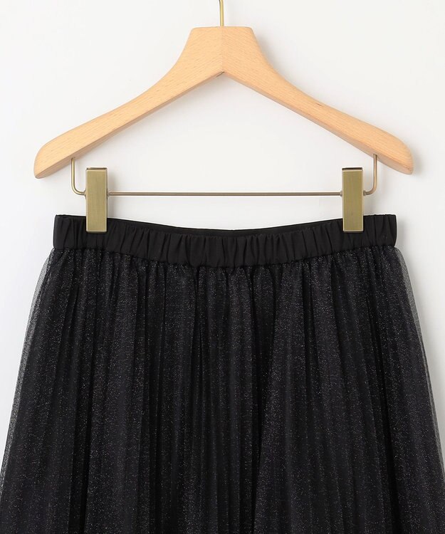 組曲 L ラメチュールプリーツ スカート ブラック系