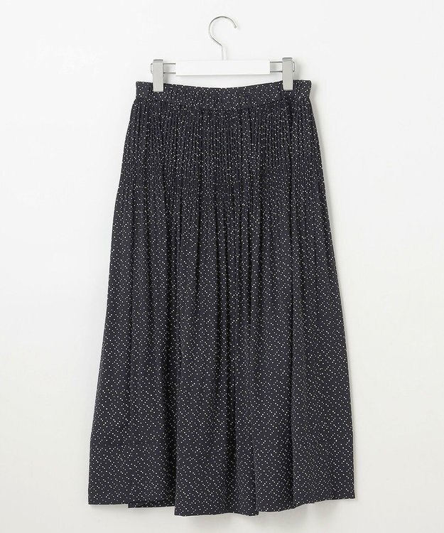 自由区 S 【セットアップ対応・洗える】ライトサテンプリーツ スカート ブラックxベージュ