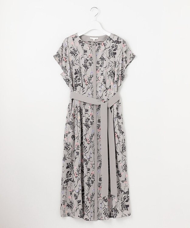 自由区 S 【ご好評につき追加生産・新色追加】ハーバルフロープリント ワンピース ライトグレー系4