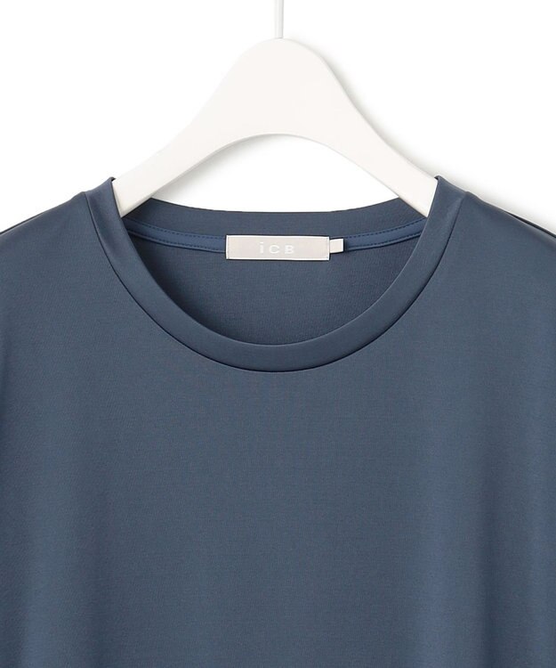 ICB L 【洗える】シアージャージーコンビ カットソー ブルーグレー系