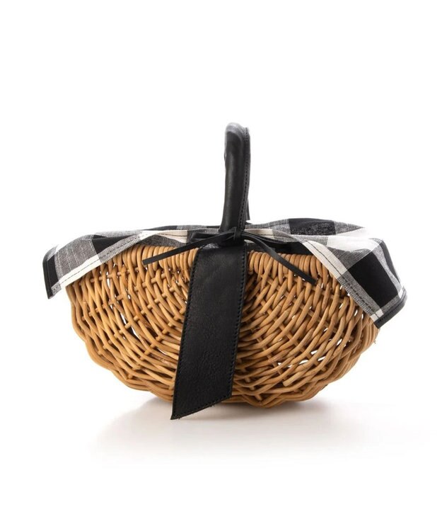 UNBILLION perche アラログ×姫路レザーフラップ付きカゴバッグ ブラックチェック