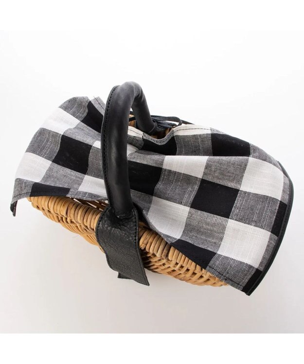 UNBILLION perche アラログ×姫路レザーフラップ付きカゴバッグ ブラックチェック