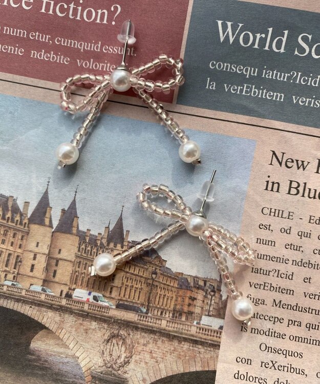 WEGO Lビーズリボンピアス 柄2