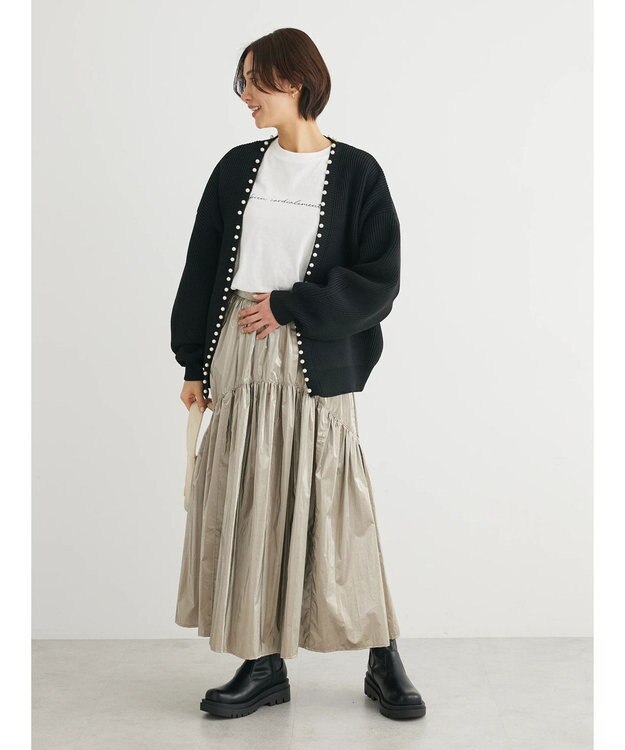 Green Parks ・ＥＬＥＮＣＡＲＥ　ＤＵＥパールトッパーカーディガン Black