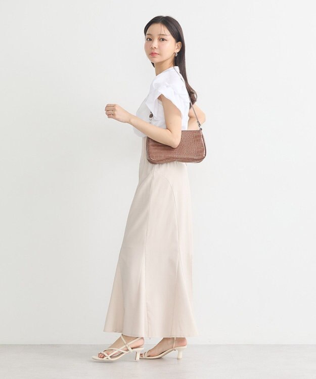 earth music&ecology ミニチェックバルーンスリーブブラウス Off White